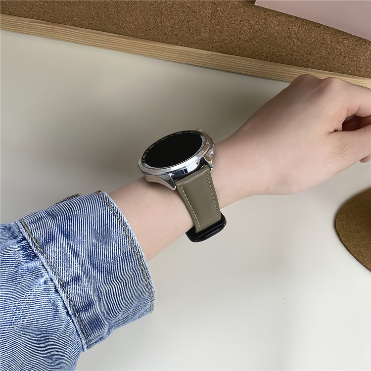 For Huawei / Samsung / Garmin Watch Band 20mm Magnetic Genuine Cow Leather Wrist Strap - Dark Brown