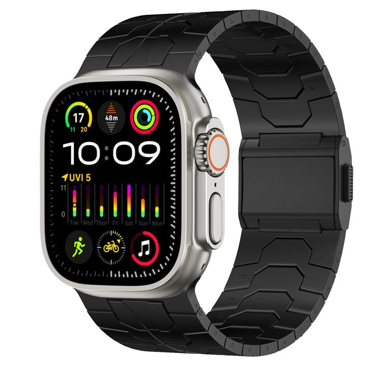 For Apple Watch 10 46mm / Ultra 2 / Ultra 49mm / 9 8 7 45mm / SE (2023) SE (2022) SE 6 5 4 44mm / 3 2 1 42mm Magnetic Buckle Watch Strap - Black