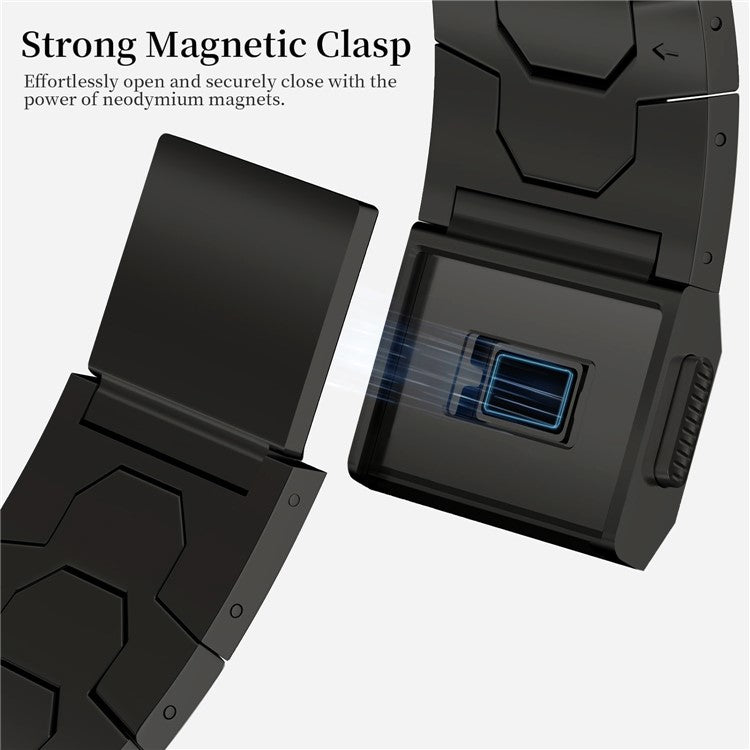 For Apple Watch 10 46mm / Ultra 2 / Ultra 49mm / 9 8 7 45mm / SE (2023) SE (2022) SE 6 5 4 44mm / 3 2 1 42mm Magnetic Buckle Watch Strap - Black