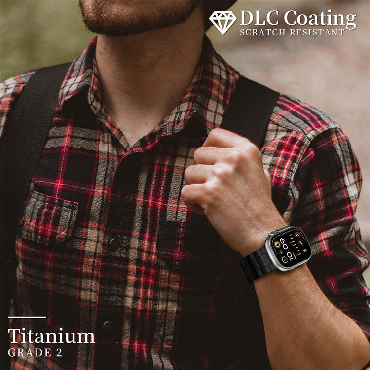 For Apple Watch 10 46mm / Ultra 2 / Ultra 49mm / 9 8 7 45mm / SE (2023) SE (2022) SE 6 5 4 44mm / 3 2 1 42mm Magnetic Buckle Watch Strap - Black