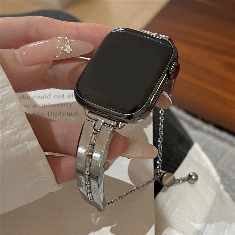 For Apple Watch Series 10 42mm / 9 8 7 41mm / SE (2023) SE (2022) SE 6 5 4 40mm / 3 2 1 38mm Wristband Alloy Bangle Bracelet - Silver