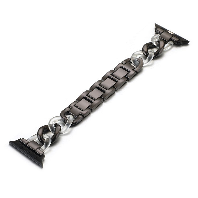 Cowboy Chain Resin + Metal Wrist Band for Watch Ultra 49mm / Ultra 2 49mm / Series 9 45mm / SE (2023) 44mm / Series 8 / 7 45mm / Series 6 / SE / SE (2022) 44m / 5 / 4 44mm / Series 1 / 2 / 3 42mm - Black / White