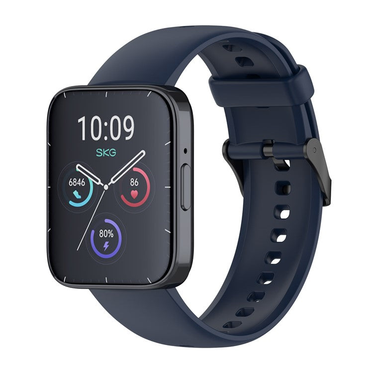 For SKG V9 / V9 Pro / Huami Amazfit Bip 5 / Bip 5 Unity Watch Strap Liquid Silicone Band Replacement - Navy Blue