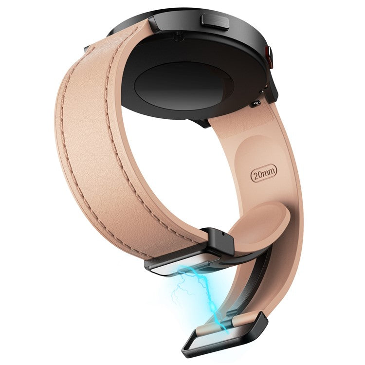 For Huawei Watch 4 / 4 Pro / GT 4 46mm Watch Strap 22mm Magnetic Leather Coated Silicone Band - Pink