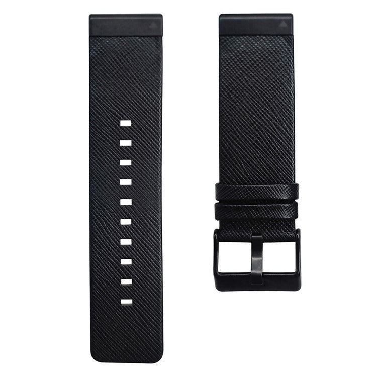 For Garmin Fenix 7 Pro / 7 / 6 / 5 Leather Wrist Band Adjustable Watch Strap with Metal Pin Buckle - Black