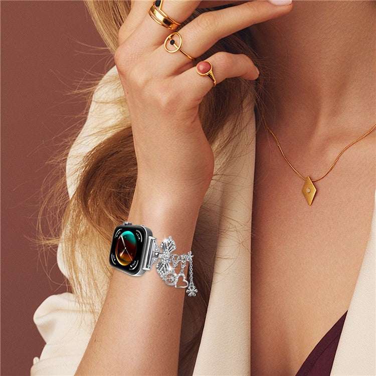 For Huawei Watch Fit 3 Rhinestones Decor Pendants Design Watch Strap Alloy Bracelet - Silver