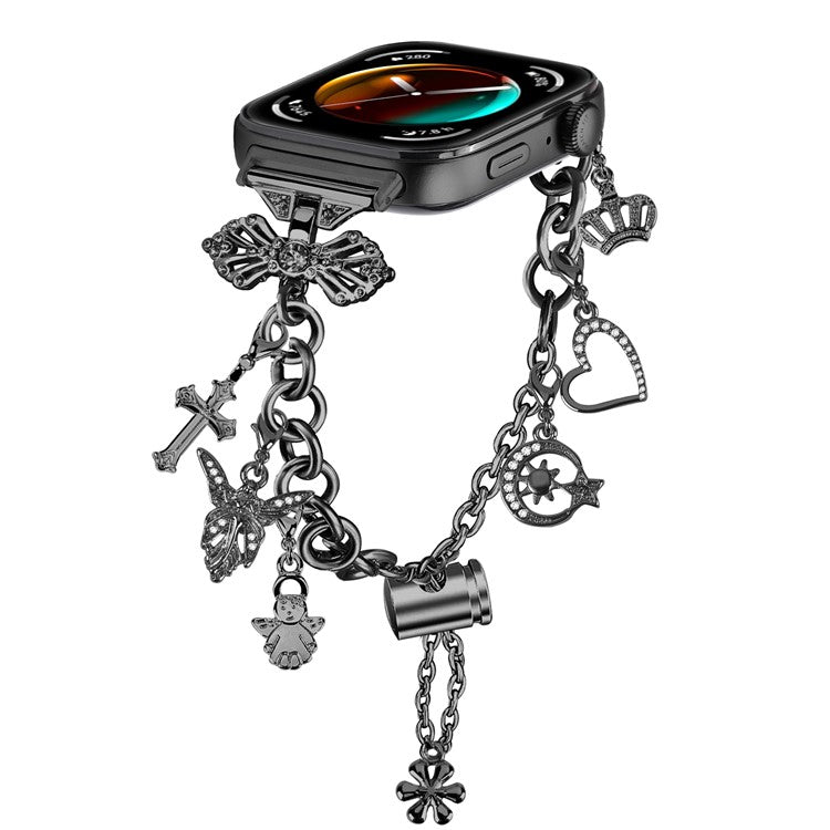 For Huawei Watch Fit 3 Pendants Design Rhinestones Decor Watch Strap Alloy Bracelet - Black