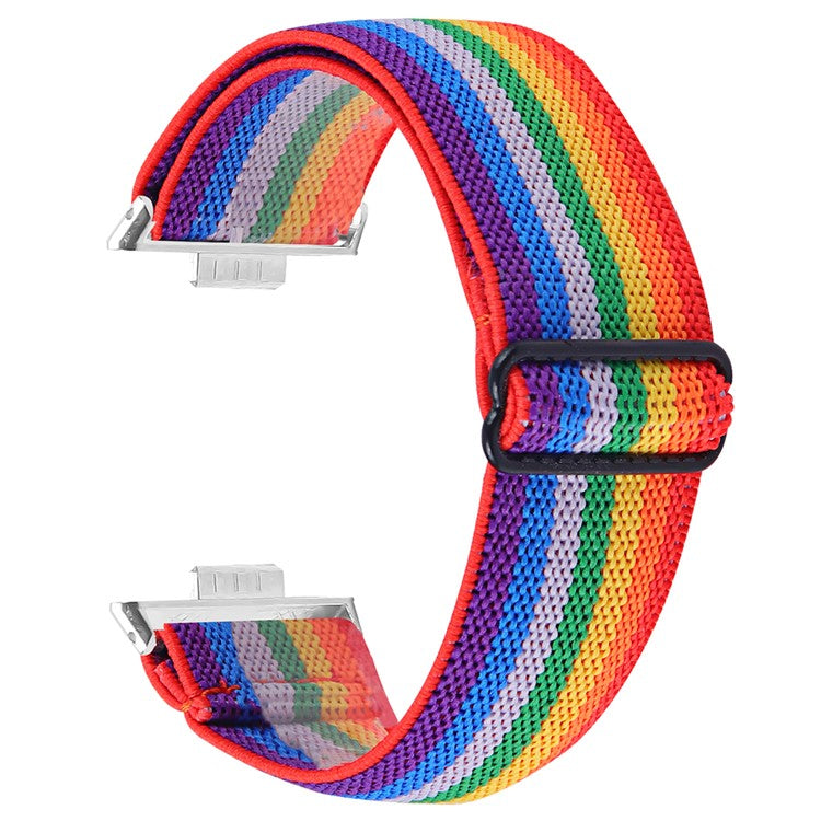 For Huawei Watch Fit 3 Nylon Watch Strap Pattern Print Adjustable Elastic Wrist Band - 8#