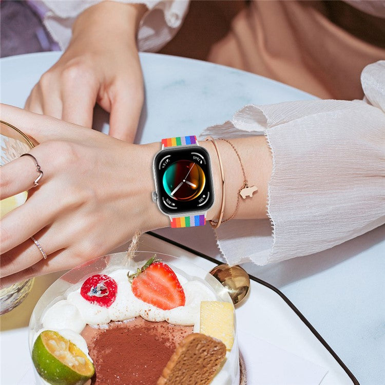 For Huawei Watch Fit 3 Nylon Watch Strap Pattern Print Adjustable Elastic Wrist Band - 8#