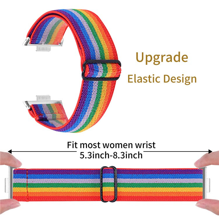 For Huawei Watch Fit 3 Nylon Watch Strap Pattern Print Adjustable Elastic Wrist Band - 8#