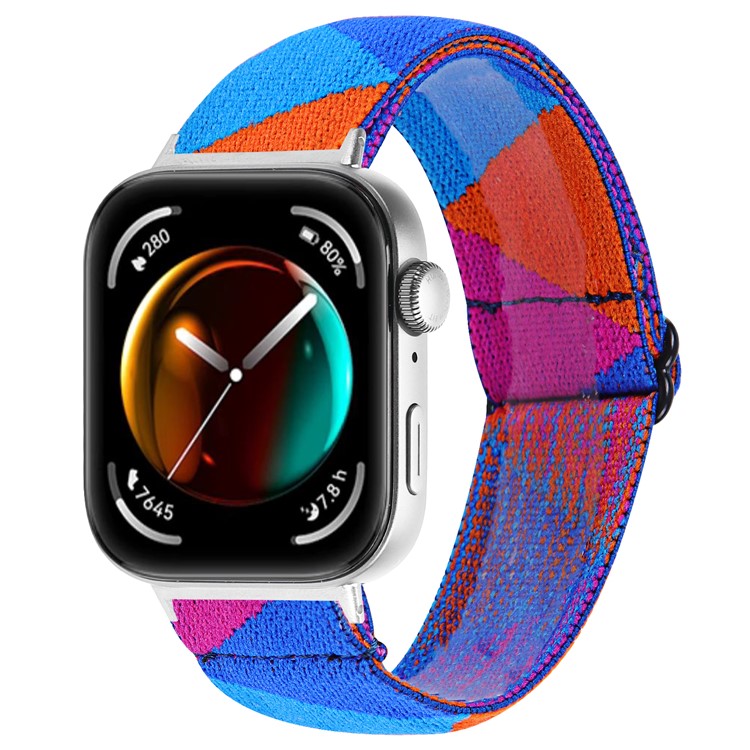 For Huawei Watch Fit 3 Nylon Watch Strap Pattern Print Adjustable Elastic Wrist Band - 21#