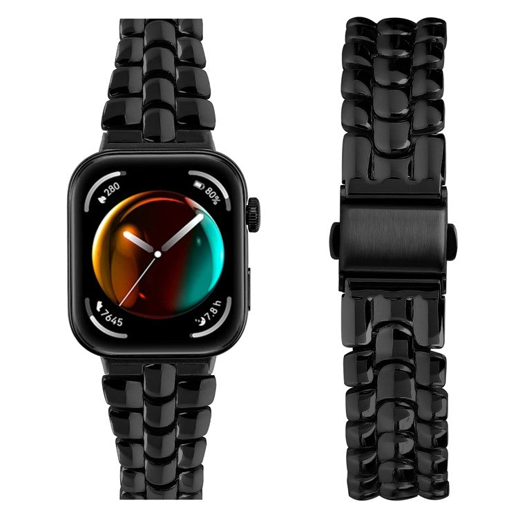 For Huawei Watch Fit 3 Watch Band Fishbone Design Wrist Strap Bracelet - Black