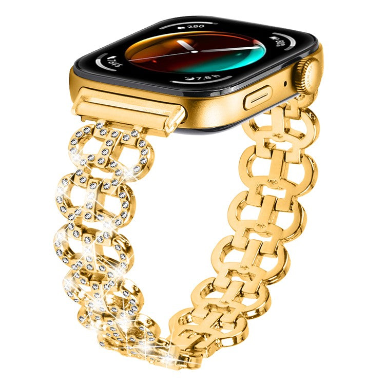 For Huawei Watch Fit 3 Metal Watch Band Gourd Shape Rhinestone Replacement Strap - Gold