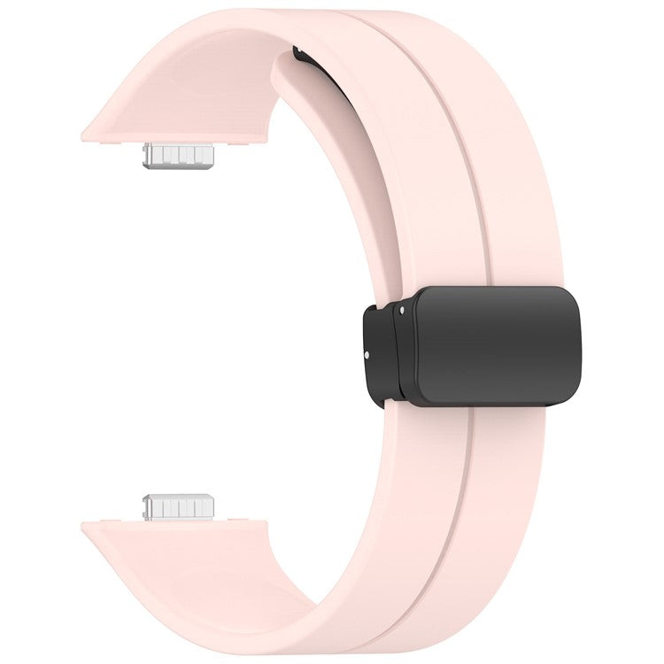 For Huawei Watch Fit 3 Silicone Watch Band Strap with Magnetic Folding Buckle - Pink