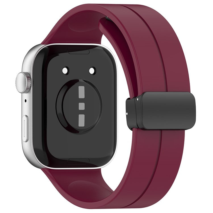For Huawei Watch Fit 3 Silicone Watch Band Strap with Magnetic Folding Buckle - Wine Red