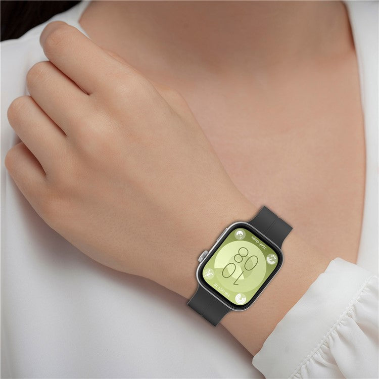 For Huawei Watch Fit 3 Silicone Watch Band Strap with Magnetic Folding Buckle - Wine Red