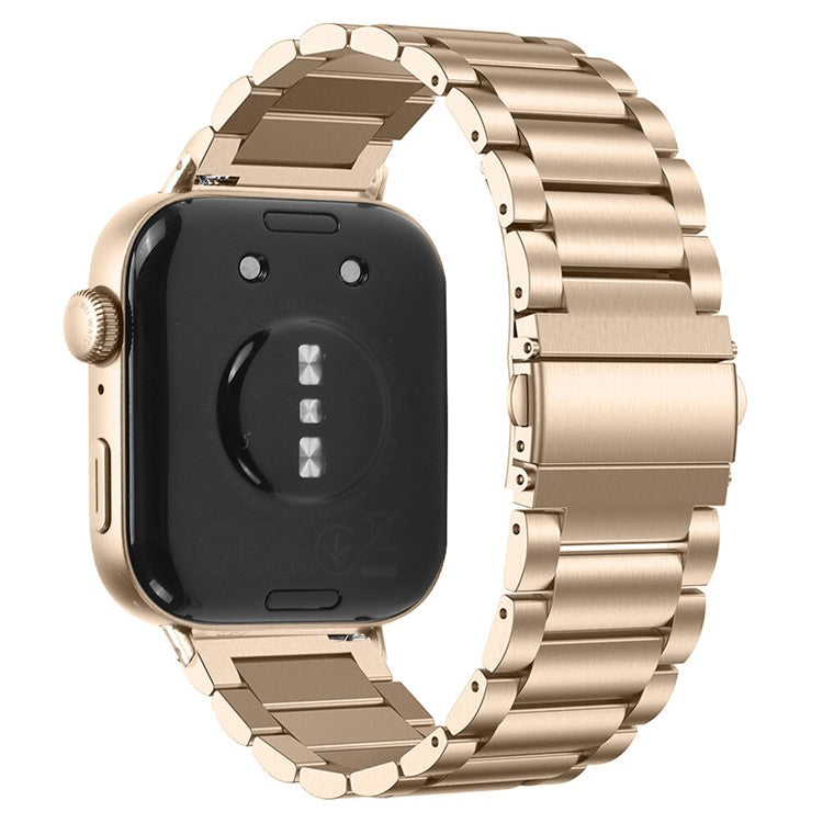 For Huawei Watch Fit 3 Watch Strap Three-Bead Stainless Steel Wrist Band - Champagne Gold