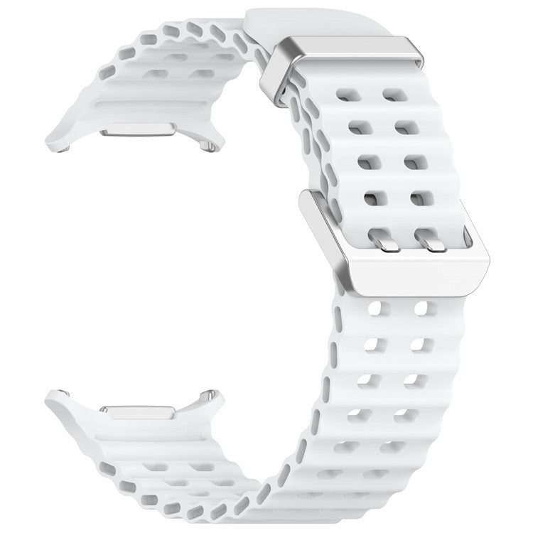 For Samsung Galaxy Watch Ultra 47mm Silicone Watch Strap Dual Pins Buckle Sports Band - White