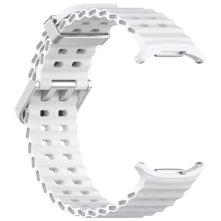 For Samsung Galaxy Watch Ultra 47mm Silicone Watch Strap Dual Pins Buckle Sports Band - White