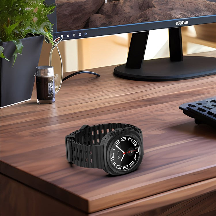 For Samsung Galaxy Watch Ultra 47mm Silicone Watch Strap Dual Pins Buckle Sports Band - White