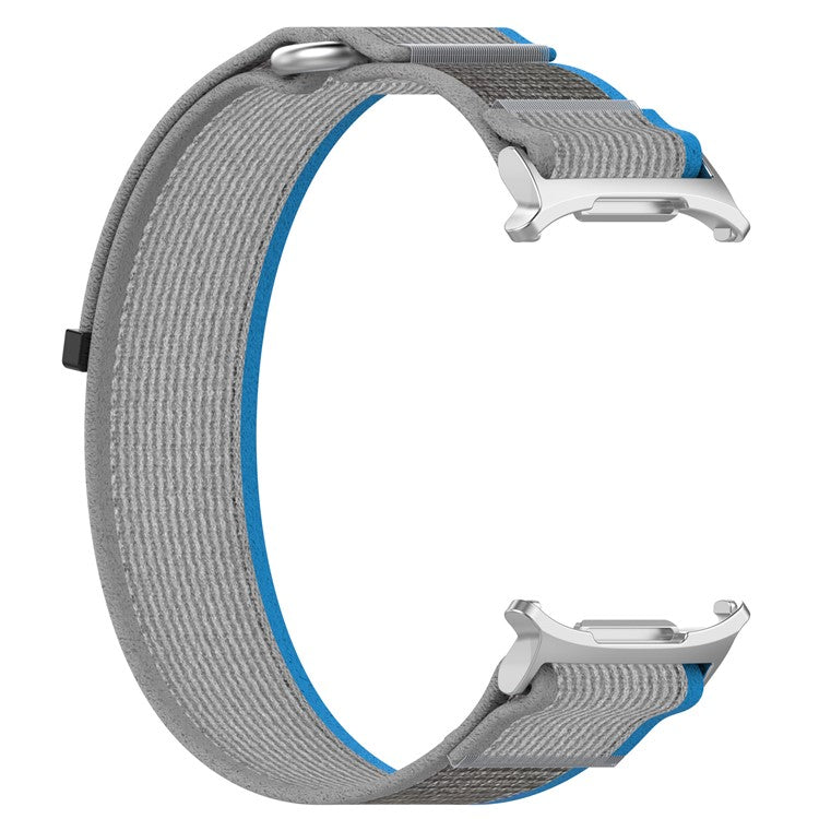 For Samsung Galaxy Watch Ultra 47mm Nylon Watch Band Loop Fastener Adjustable Wrist Strap - Blue+Grey