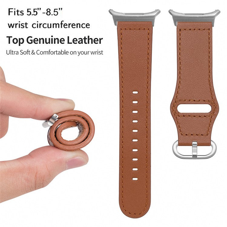 For Samsung Galaxy Watch Ultra 47mm Watch Strap Genuine Cow Leather Wrist Band - Coffee