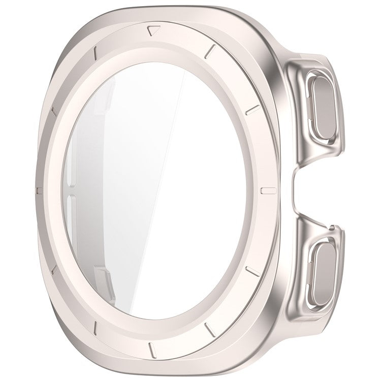 For Samsung Galaxy Watch Ultra 47mm PC Protective Case Watch Frame Integrated with Tempered Glass Screen Film - Matte Starlight