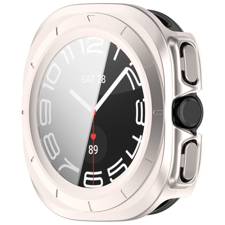 For Samsung Galaxy Watch Ultra 47mm PC Protective Case Watch Frame Integrated with Tempered Glass Screen Film - Matte Starlight