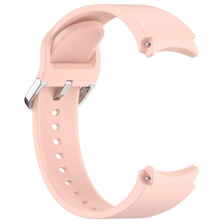 For Samsung Galaxy Watch4 / 5 / 6 / 7 40mm / Watch 5 Pro 45mm / Watch FE 40mm Wrist Band Silver Buckle Silicone Watch Strap - Light Pink