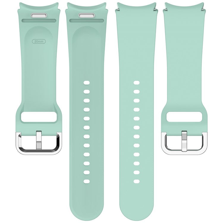 For Samsung Galaxy Watch4 / 5 / 6 / 7 40mm / Watch 5 Pro 45mm / Watch FE 40mm Wrist Band Silver Buckle Silicone Watch Strap - Light Pink