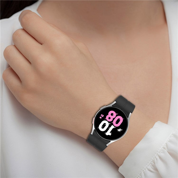 For Samsung Galaxy Watch7 40mm Magnetic Folding Silver Buckle Watch Band Silicone Strap - Midnight Blue