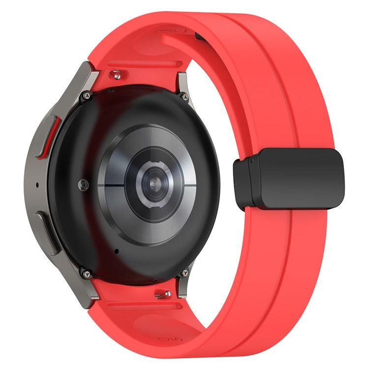 For Samsung Galaxy Watch7 40mm Replacement Band Magnetic Folding Black Buckle Silicone Strap - Red