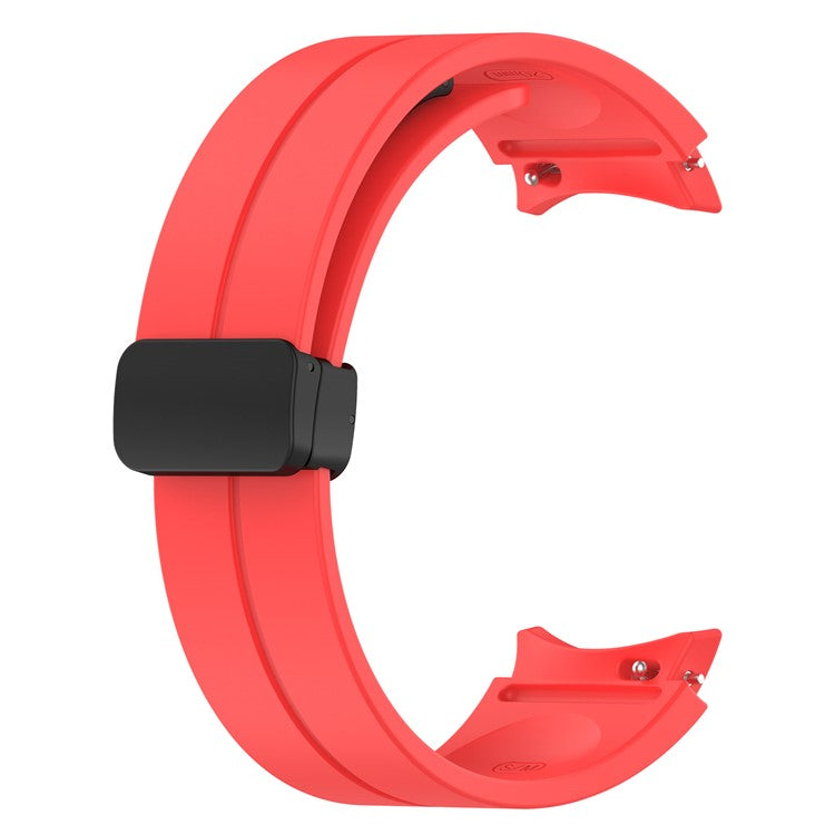 For Samsung Galaxy Watch7 40mm Replacement Band Magnetic Folding Black Buckle Silicone Strap - Red