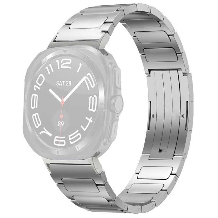 For Samsung Galaxy Watch Ultra 47mm Replacement Watch Band Folding Buckle Titanium Alloy Strap - Silver