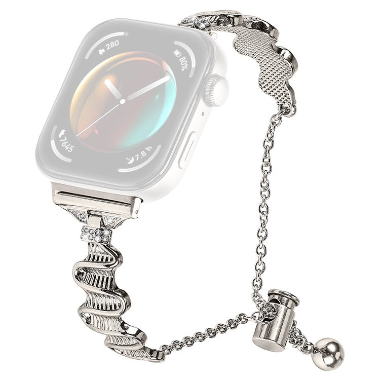 For Huawei Watch Fit 3 Rhinestone Decor Wave Shape Sliding Bracelet Watch Strap - Starlight