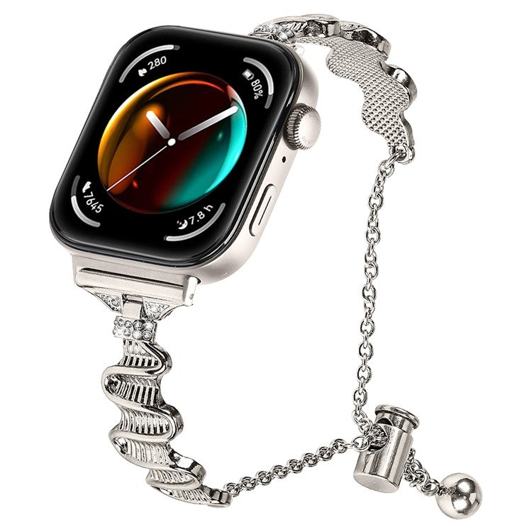 For Huawei Watch Fit 3 Rhinestone Decor Wave Shape Sliding Bracelet Watch Strap - Starlight