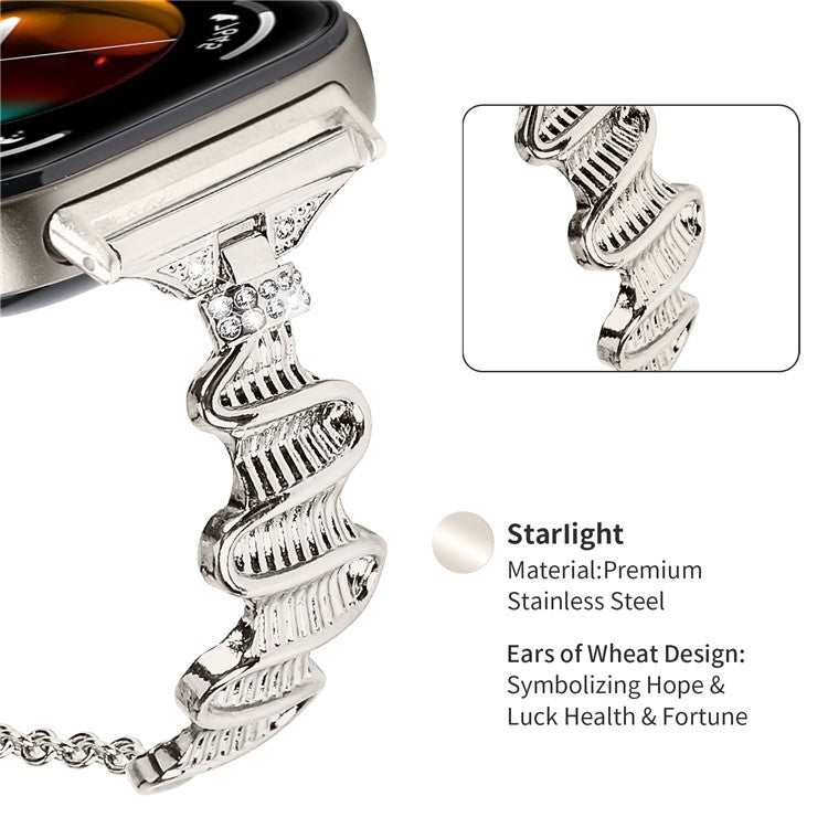 For Huawei Watch Fit 3 Rhinestone Decor Wave Shape Sliding Bracelet Watch Strap - Starlight