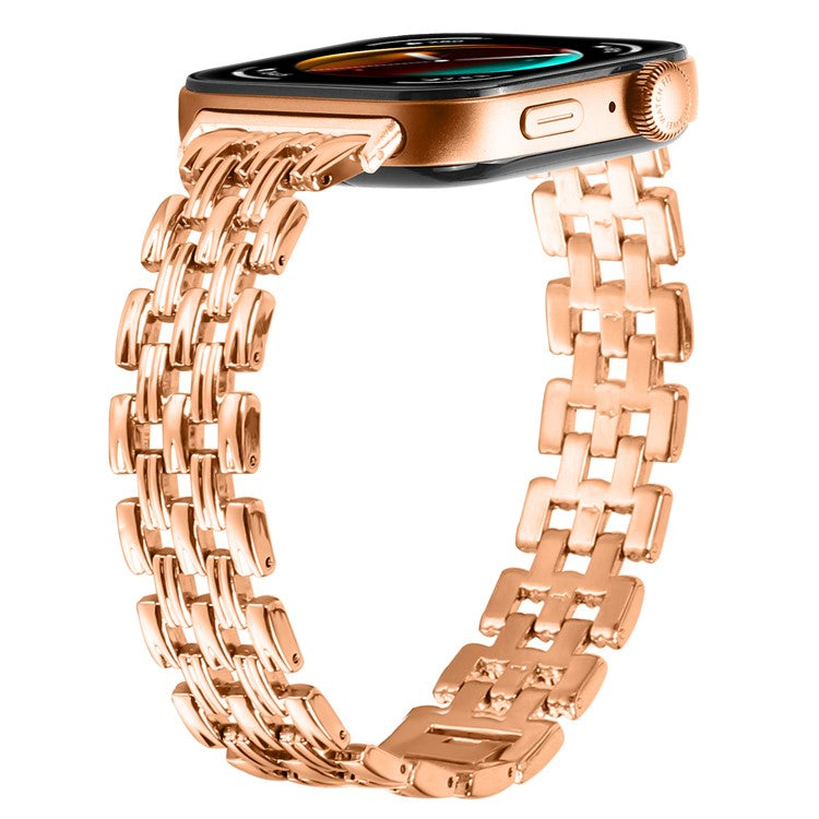 For Huawei Watch Fit 3 Hollow 5-Bead Watch Band Metal Wrist Strap Replacement - Rose Gold