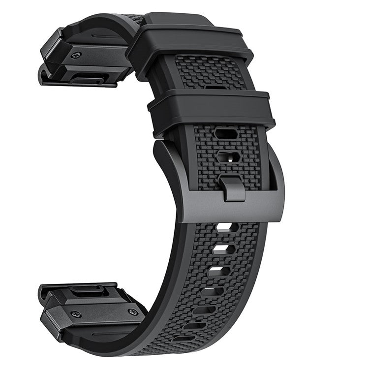 For Garmin Fenix 3 / 5 / 5X / 6X / 7X Soft Rubber Replacement Strap 26mm Universal Smart Watch Wrist Band - Black