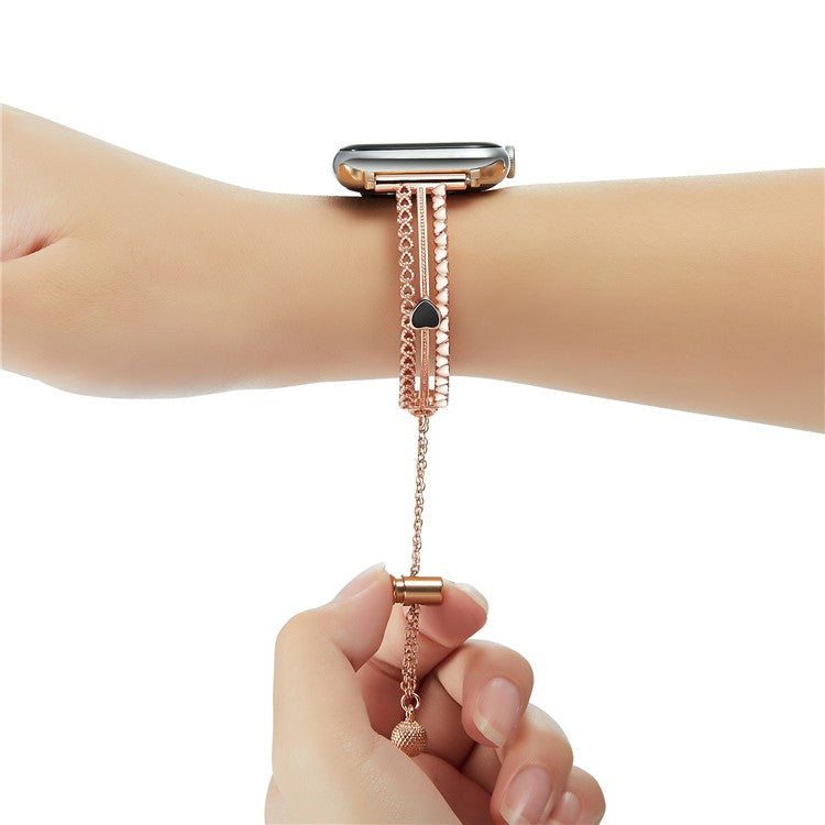 Copper Bracelet for Apple Watch 10 46mm / Ultra 2 / Ultra 49mm / 9 8 7 45mm / SE (2023) SE (2022) SE 6 5 4 44mm / 3 2 1 42mm Zircon Decor Strap - Rose Gold