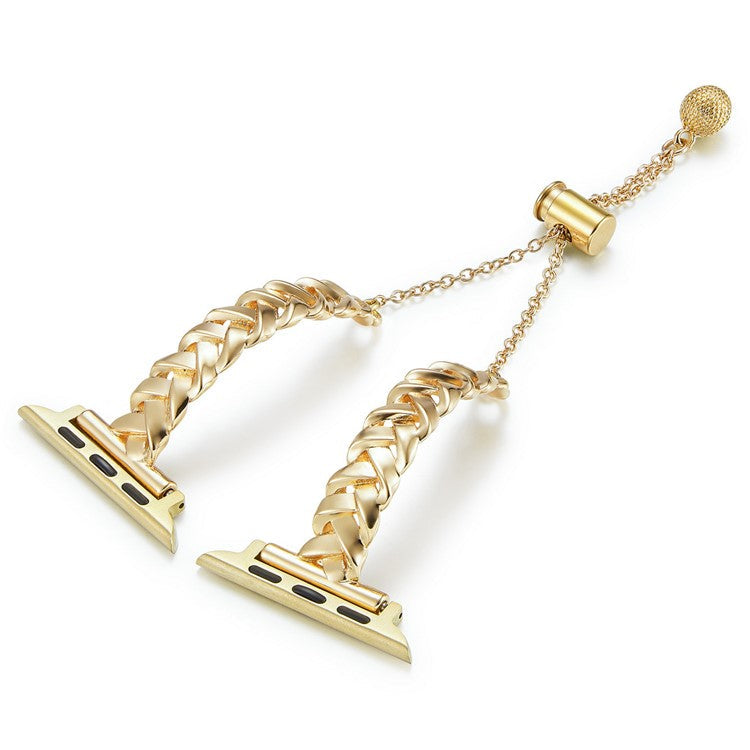 For Apple Watch Series 10 42mm / 9 8 7 41mm / SE (2023) SE (2022) SE 6 5 4 40mm / 3 2 1 38mm Glossy Copper Wrist Band X-Shape Watch Strap - Gold