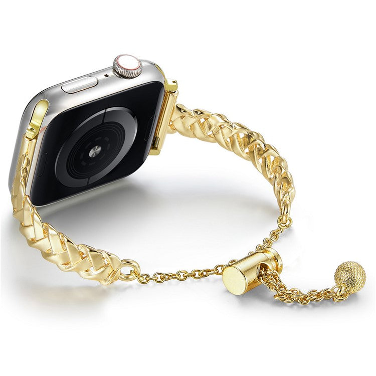 For Apple Watch Series 10 42mm / 9 8 7 41mm / SE (2023) SE (2022) SE 6 5 4 40mm / 3 2 1 38mm Glossy Copper Wrist Band X-Shape Watch Strap - Gold