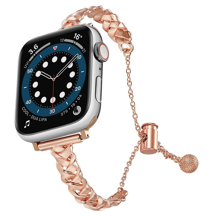 For Apple Watch 10 46mm / Ultra 2 / Ultra 49mm / 9 8 7 45mm / SE (2023) SE (2022) SE 6 5 4 44mm / 3 2 1 42mm Copper Bracelet X-Shape Design Strap - Rose Gold