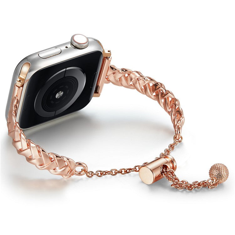 For Apple Watch 10 46mm / Ultra 2 / Ultra 49mm / 9 8 7 45mm / SE (2023) SE (2022) SE 6 5 4 44mm / 3 2 1 42mm Copper Bracelet X-Shape Design Strap - Rose Gold
