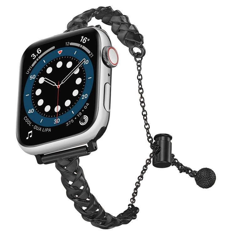 For Apple Watch 10 46mm / Ultra 2 / Ultra 49mm / 9 8 7 45mm / SE (2023) SE (2022) SE 6 5 4 44mm / 3 2 1 42mm Copper Bracelet X-Shape Design Strap - Black