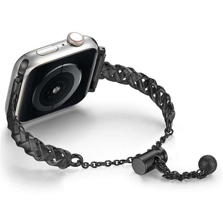 For Apple Watch 10 46mm / Ultra 2 / Ultra 49mm / 9 8 7 45mm / SE (2023) SE (2022) SE 6 5 4 44mm / 3 2 1 42mm Copper Bracelet X-Shape Design Strap - Black