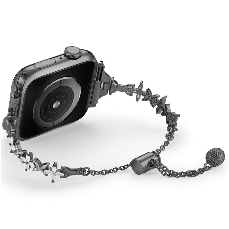 For Apple Watch 10 46mm / Ultra 2 / Ultra 49mm / 9 8 7 45mm / SE (2023) SE (2022) SE 6 5 4 44mm / 3 2 1 42mm Four-Leaf Clover Copper Watch Strap - Black