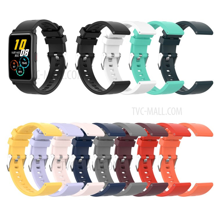 Metal Buckle Soft Silicone Watch Band Strap Replacement for Huawei Honor ES Watch - Black