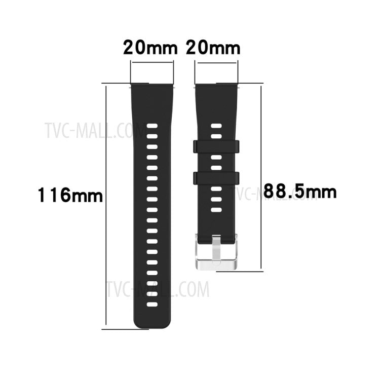 Metal Buckle Soft Silicone Watch Band Strap Replacement for Huawei Honor ES Watch - Black