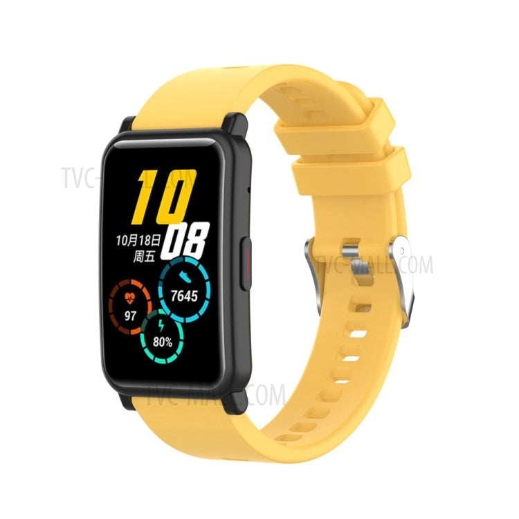 Metal Buckle Soft Silicone Watch Band Strap Replacement for Huawei Honor ES Watch - Yellow